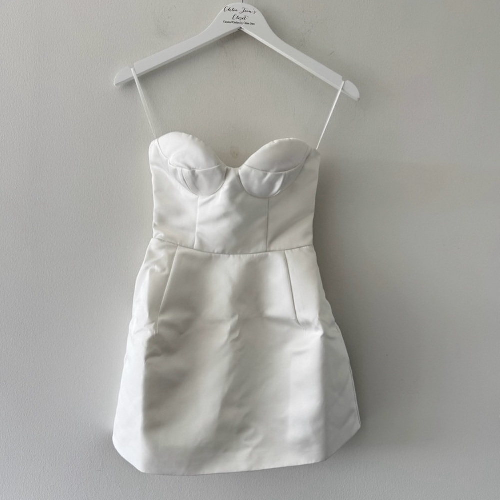 LEAU Baby Bustier White Mini Dress XS